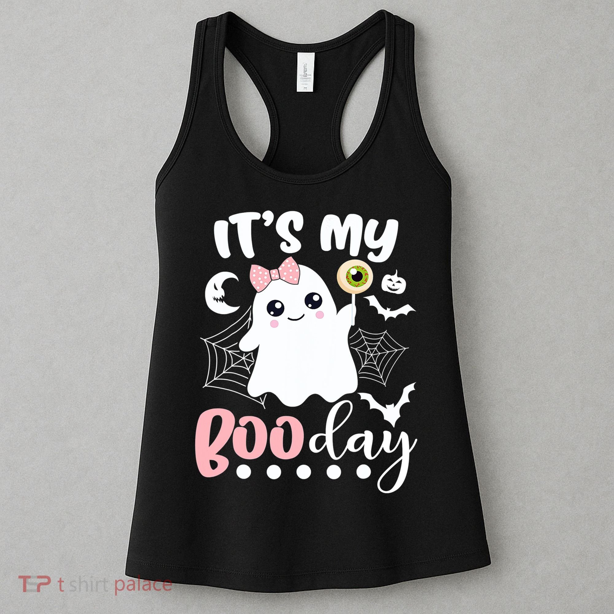 Funny Its My Boo Day Cute Halloween Birthday Ghost Pink Bow Women's Tank Top