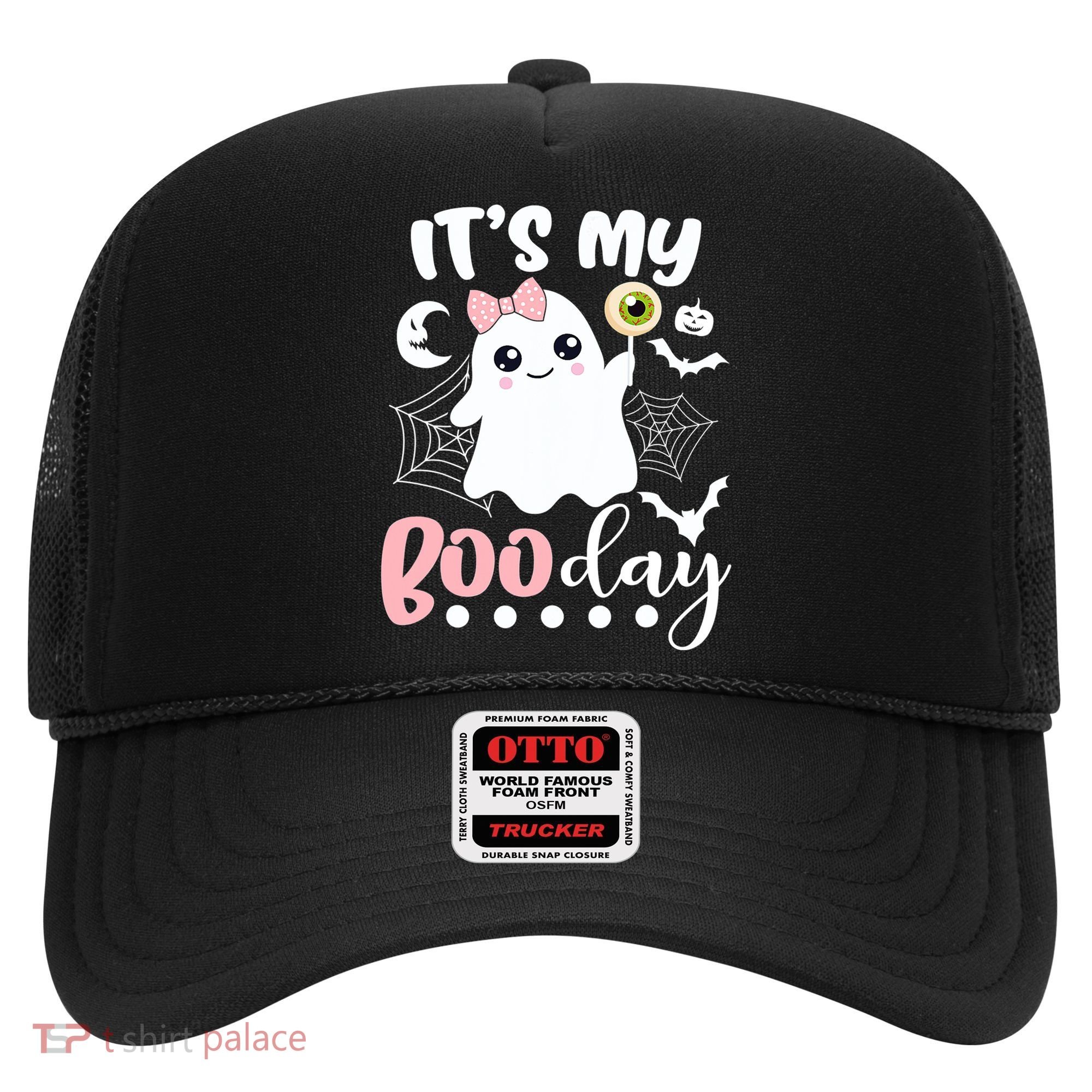 Funny Its My Boo Day Cute Halloween Birthday Ghost Pink Bow Hat