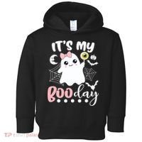 Funny Its My Boo Day Cute Halloween Birthday Ghost Pink Bow Toddler Hoodie thumb 0