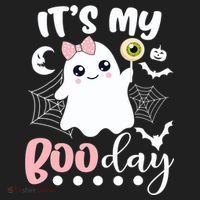 Funny Its My Boo Day Cute Halloween Birthday Ghost Pink Bow Golf Towel thumb 3