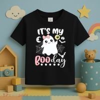 Funny Its My Boo Day Cute Halloween Birthday Ghost Pink Bow Toddler T-Shirt thumb 3