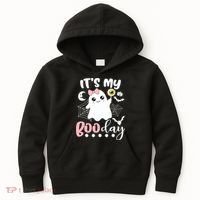 Funny Its My Boo Day Cute Halloween Birthday Ghost Pink Bow Kids Hoodie thumb 0