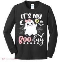 Funny Its My Boo Day Cute Halloween Birthday Ghost Pink Bow Kids Long Sleeve Shirt thumb 0