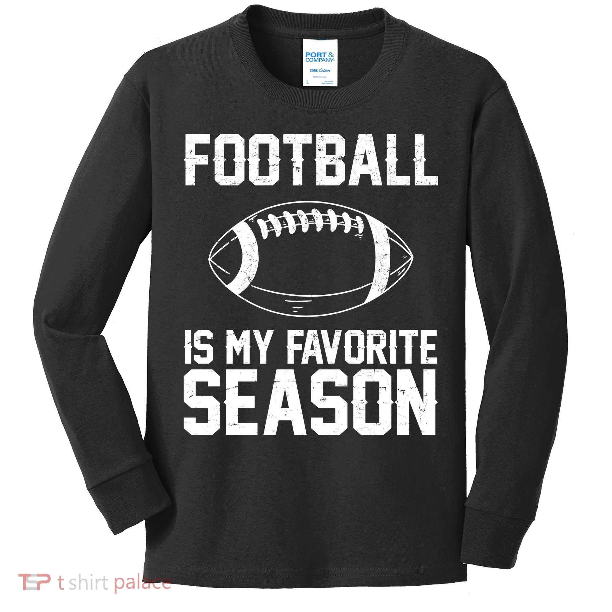 Football Is My Favorite Season Kids Long Sleeve Shirt