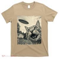 Funny Invasion Meme Vintage Alien Cat Ufo Selfie T-Shirt thumb 0