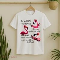 Flamingo IM Not Crazy IM Just Special Funny MotherS Day T-Shirt thumb 2