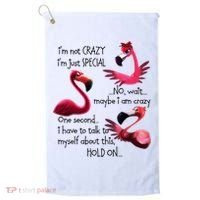 Flamingo IM Not Crazy IM Just Special Funny MotherS Day Golf Towel thumb 0