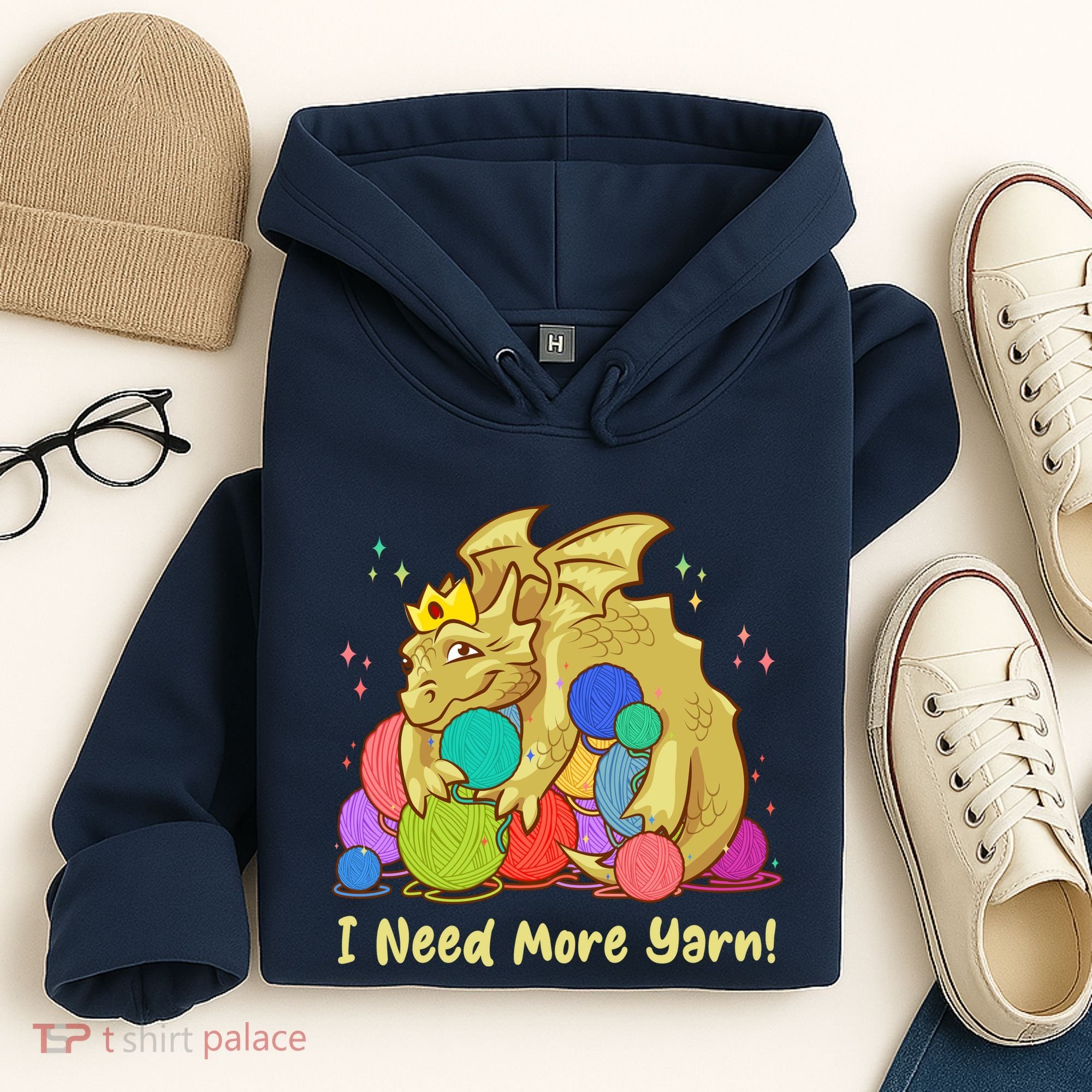 Funny I Need More Yarn Dragon Hoarding Yarn Hoodie