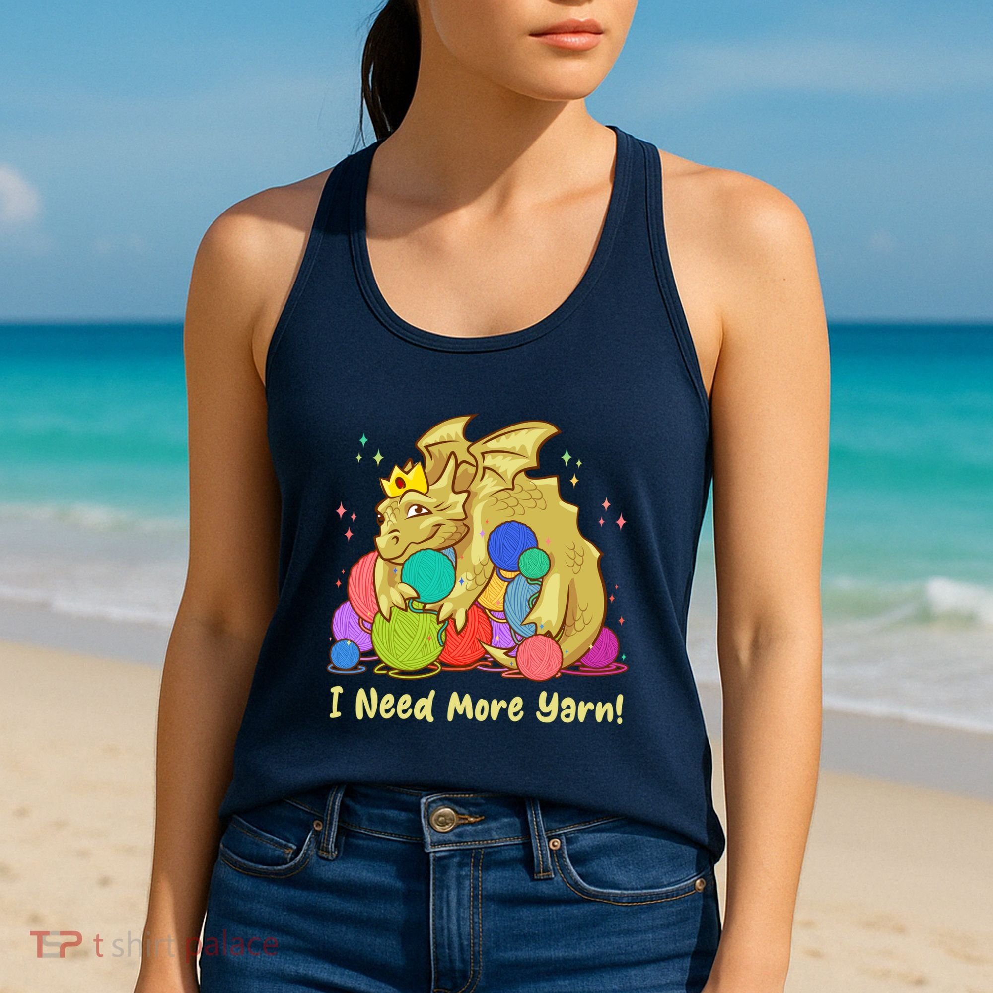 Funny I Need More Yarn Dragon Hoarding Yarn Women's Tank Top