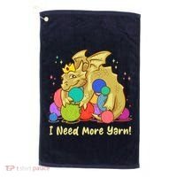 Funny I Need More Yarn Dragon Hoarding Yarn Golf Towel thumb 0