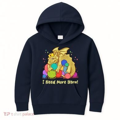 Funny I Need More Yarn Dragon Hoarding Yarn Kids Hoodie