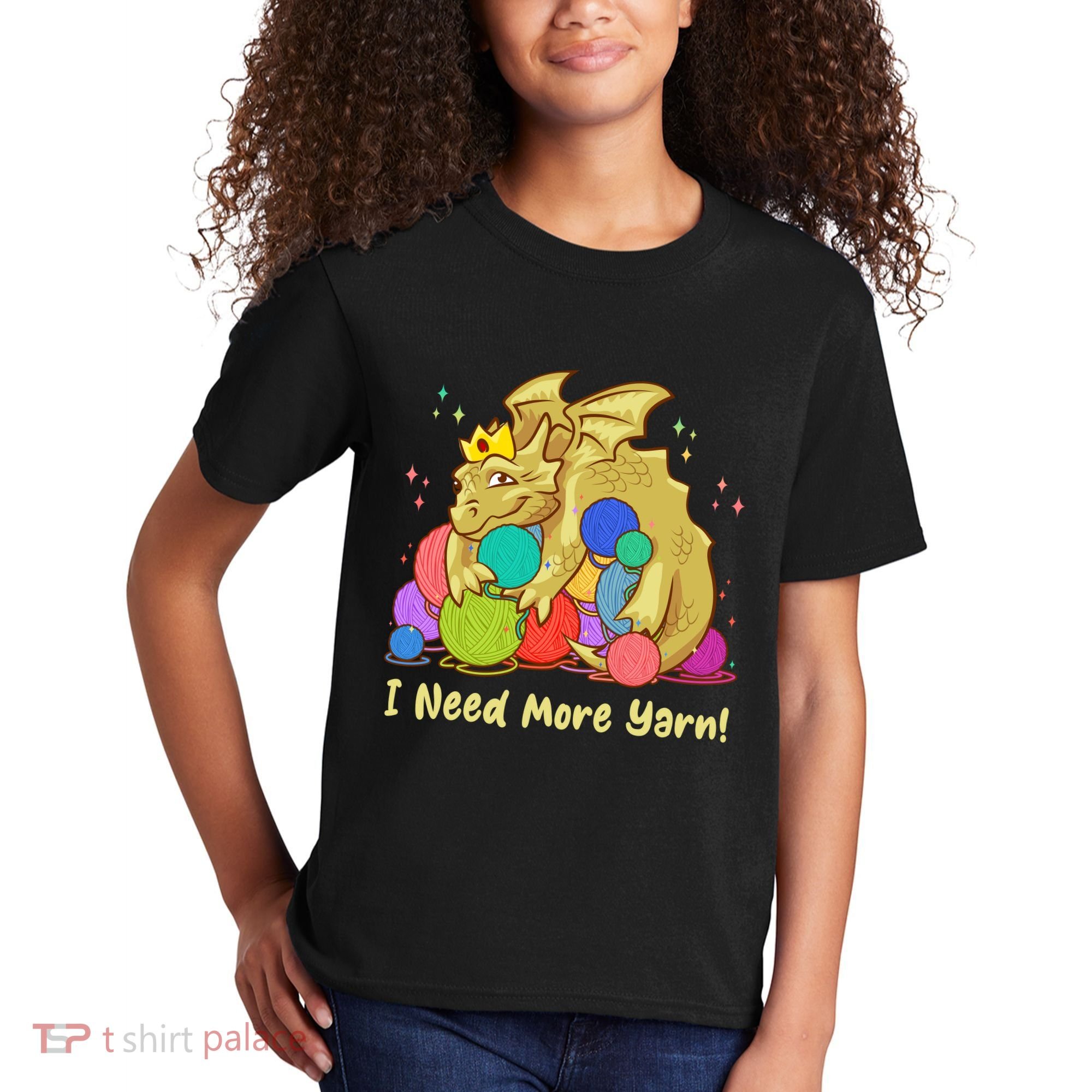 Funny I Need More Yarn Dragon Hoarding Yarn Kids T-Shirt
