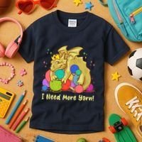 Funny I Need More Yarn Dragon Hoarding Yarn Kids T-Shirt thumb 3