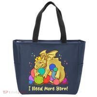 Funny I Need More Yarn Dragon Hoarding Yarn Tote Bag thumb 0