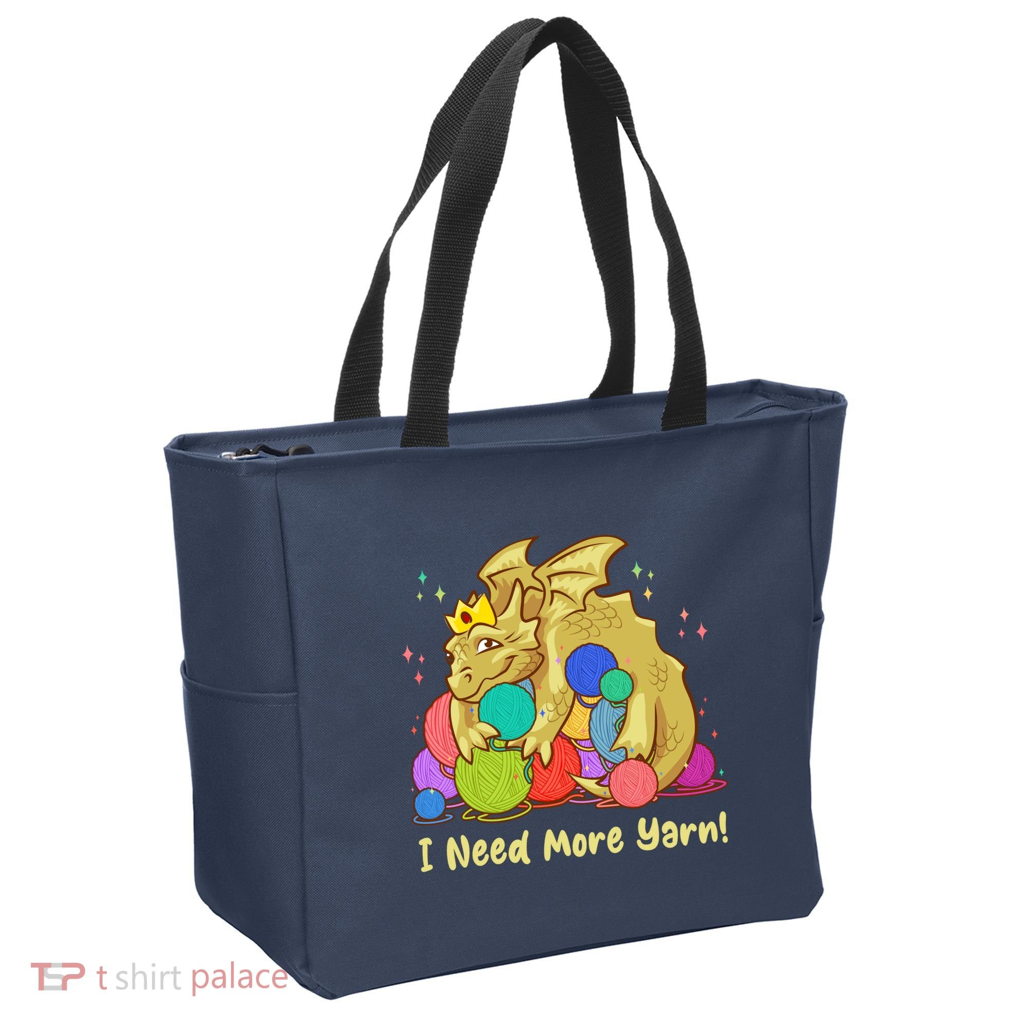 Funny I Need More Yarn Dragon Hoarding Yarn Tote Bag