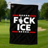 F Ice No Human Is Illegal Golf Towel thumb 1