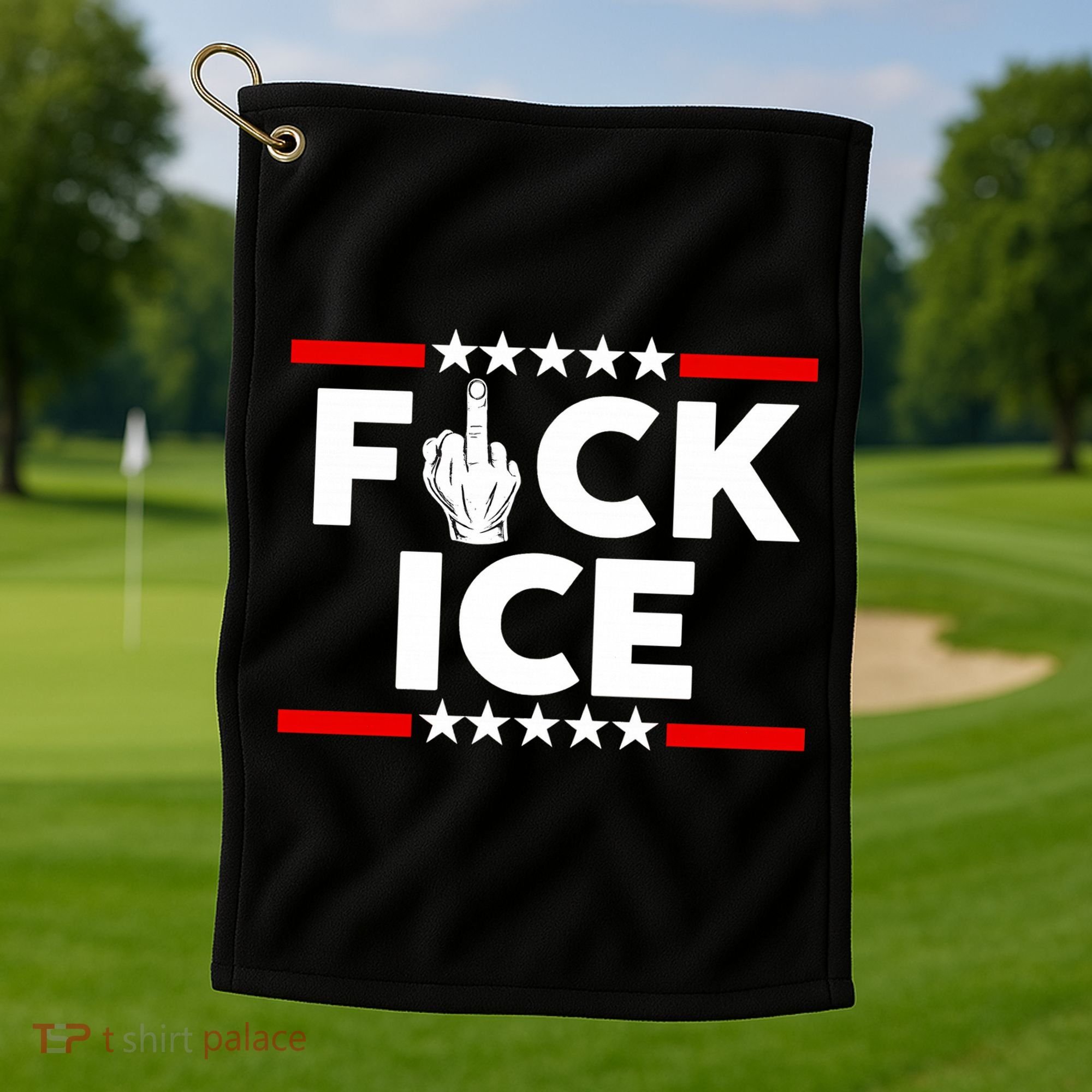 F Ice No Human Is Illegal Golf Towel