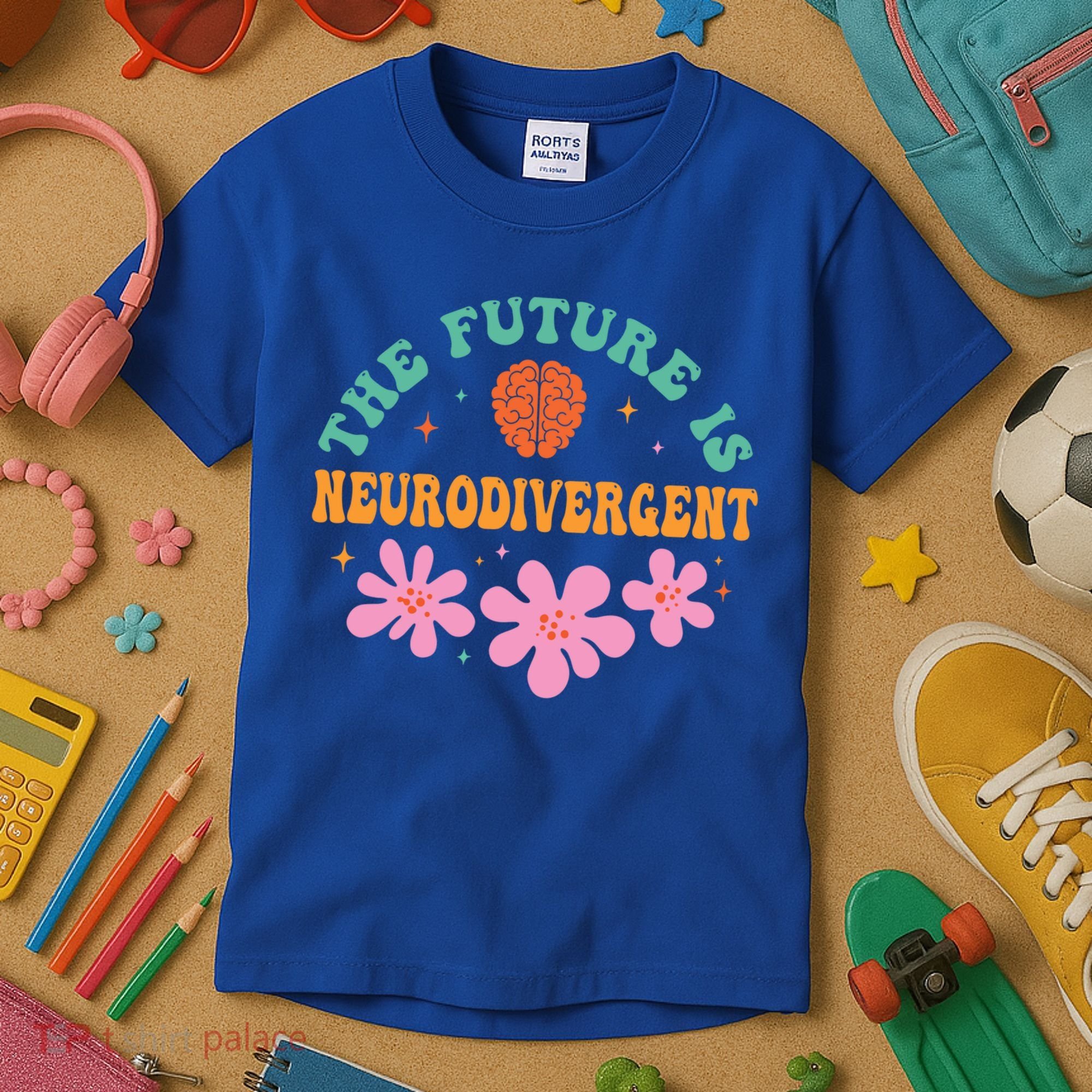 Future Is Neurodivergent Neurodiversity Autism Cute Gift Kids T-Shirt