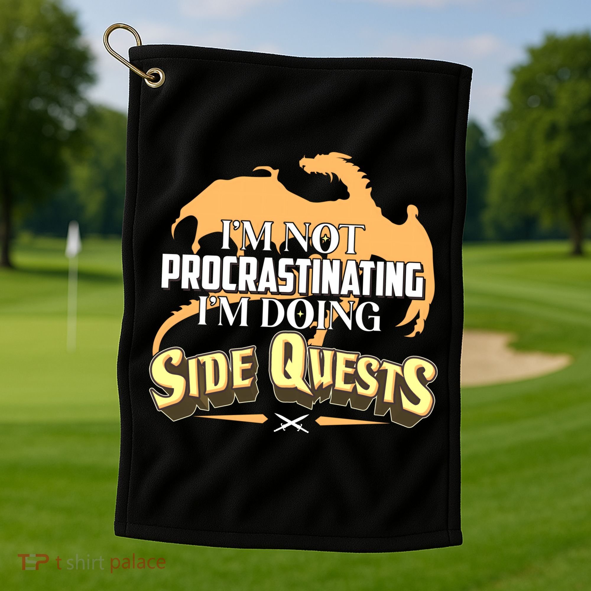 Funny I'm Not Procrastinating I'm Doing SIde Quest Dungeon And Dragons Fan Golf Towel
