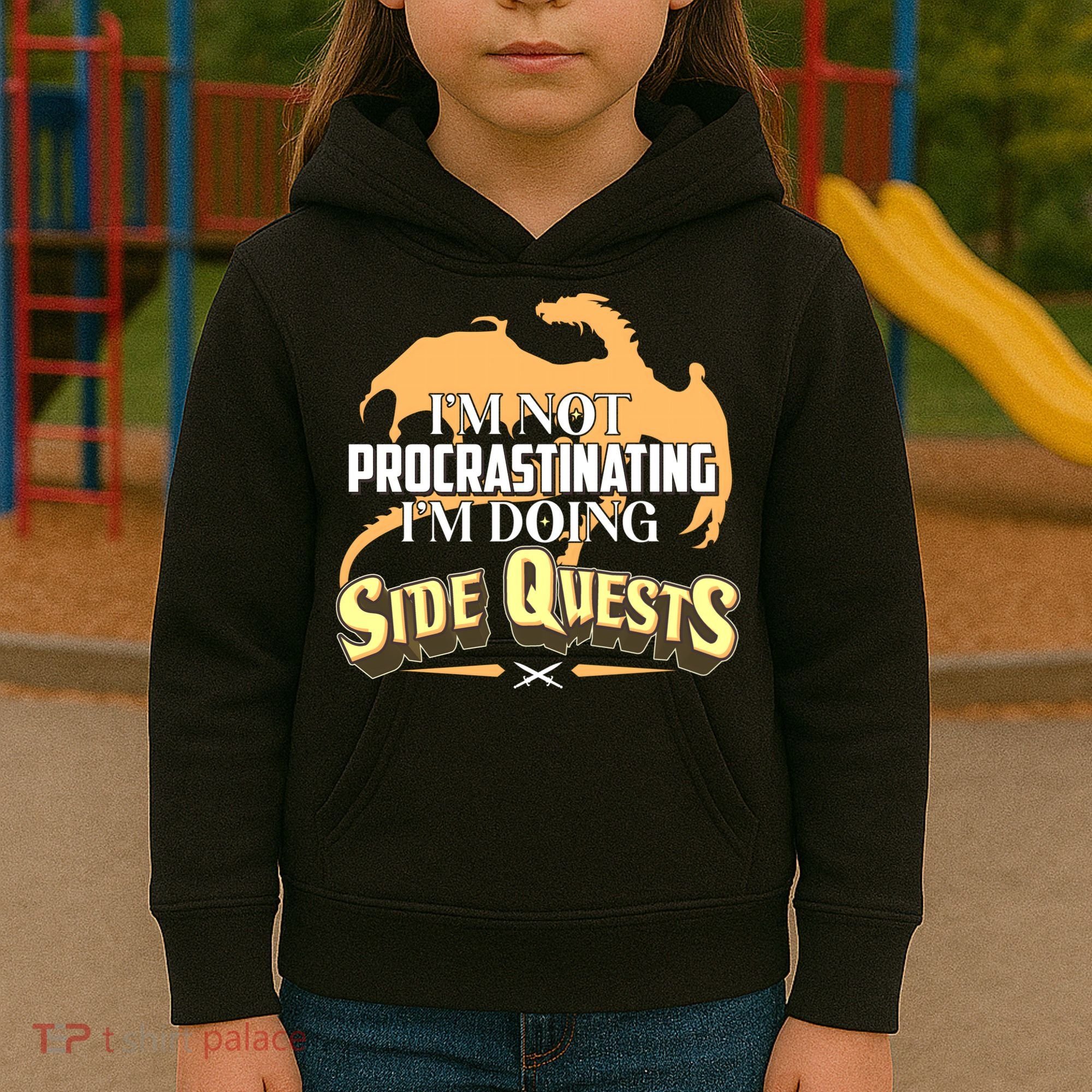 Funny I'm Not Procrastinating I'm Doing SIde Quest Dungeon And Dragons Fan Kids Hoodie