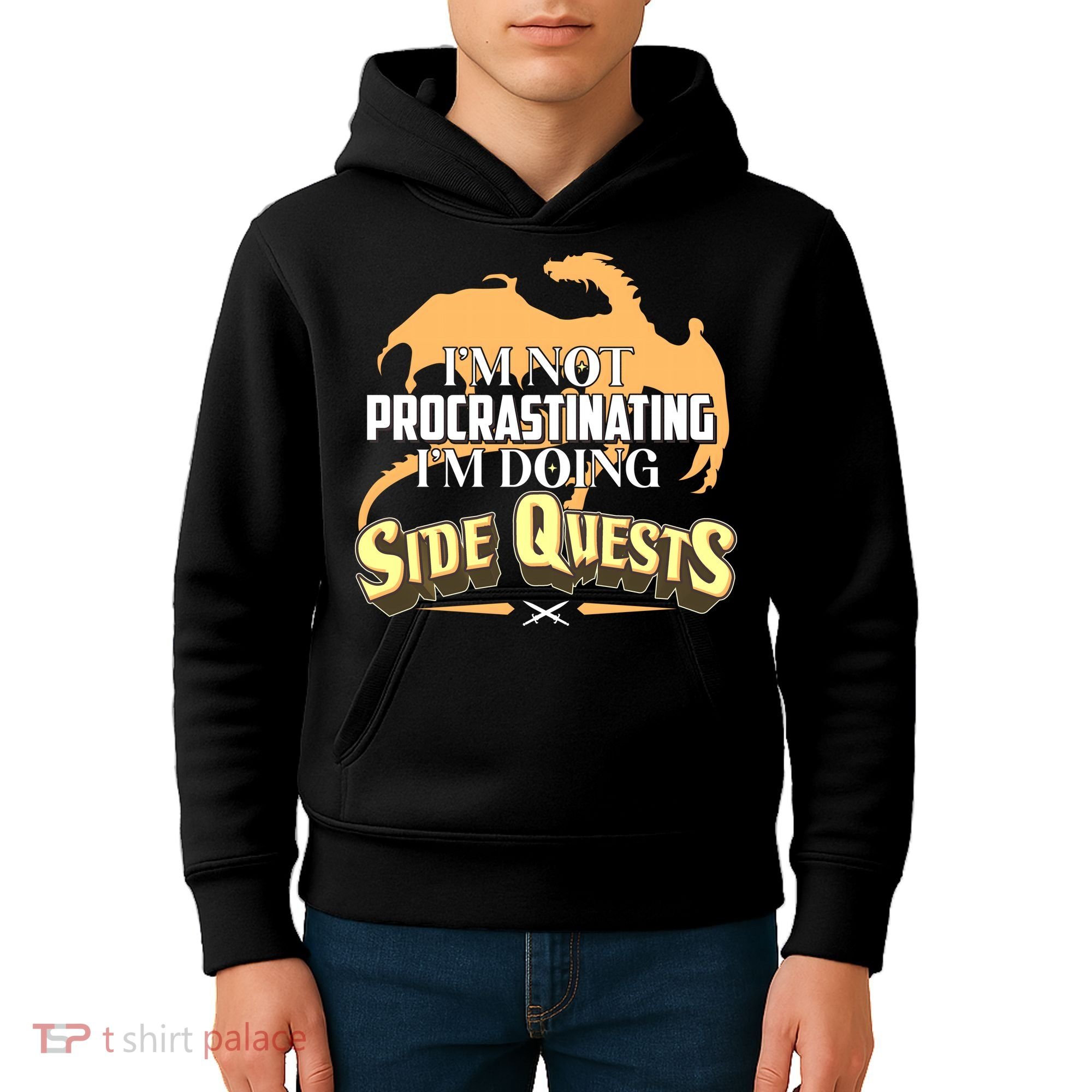 Funny I'm Not Procrastinating I'm Doing SIde Quest Dungeon And Dragons Fan Kids Hoodie