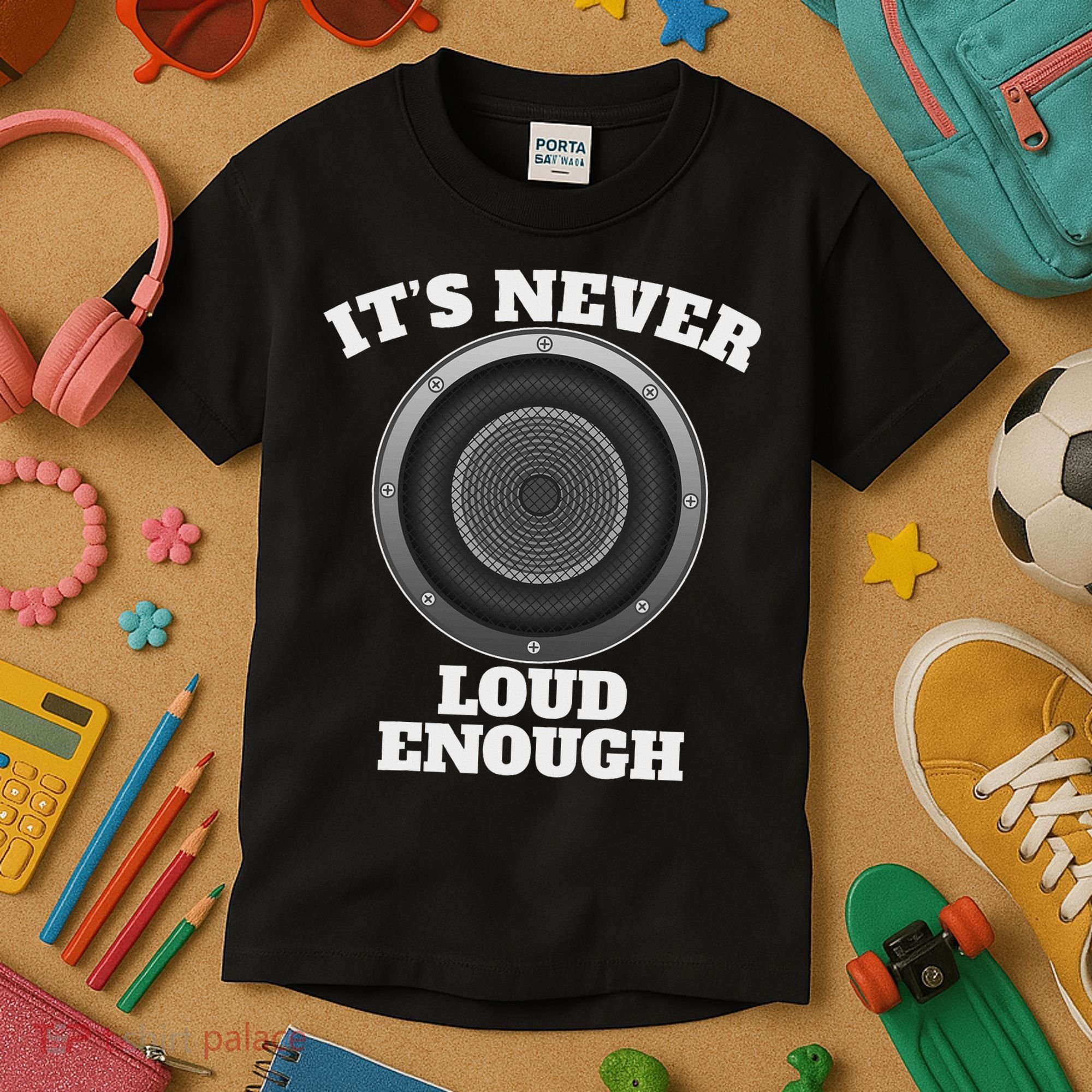 Funny It's Never Loud Enough Car Audio Subwoofer Gift Kids T-Shirt