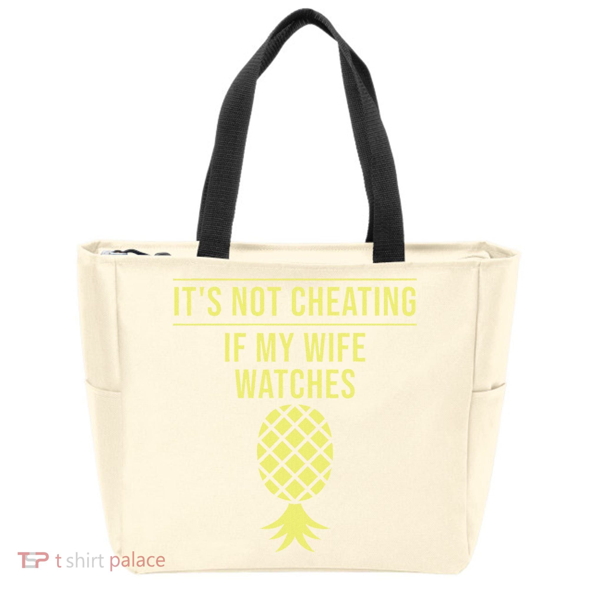 Funny ItS Not Cheating If My Wife Watches Gift Husbands Tote Bag