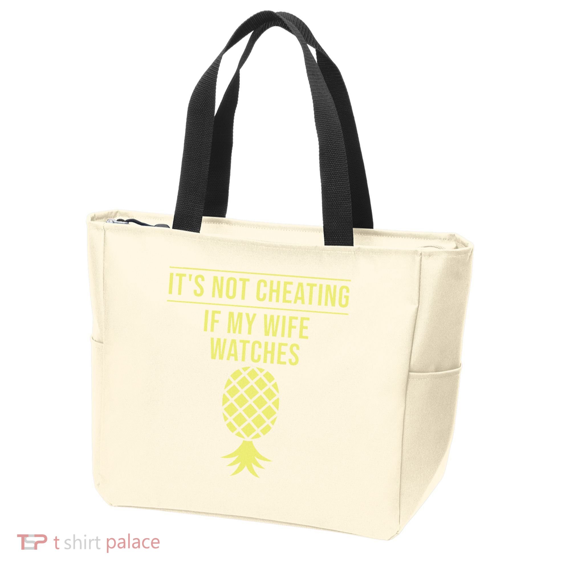 Funny ItS Not Cheating If My Wife Watches Gift Husbands Tote Bag