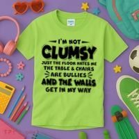 Funny I'm Not Clumsy Kids T-Shirt thumb 3