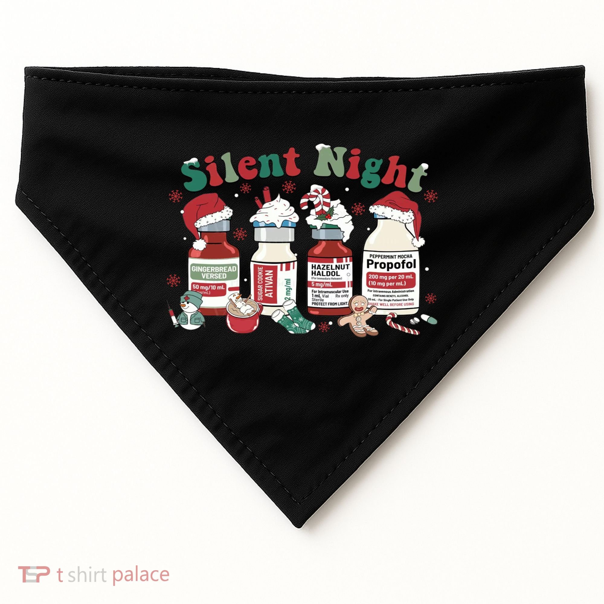 Funny Icu Nurse Christmas Silent Night Gift USA-Made Doggie Bandana