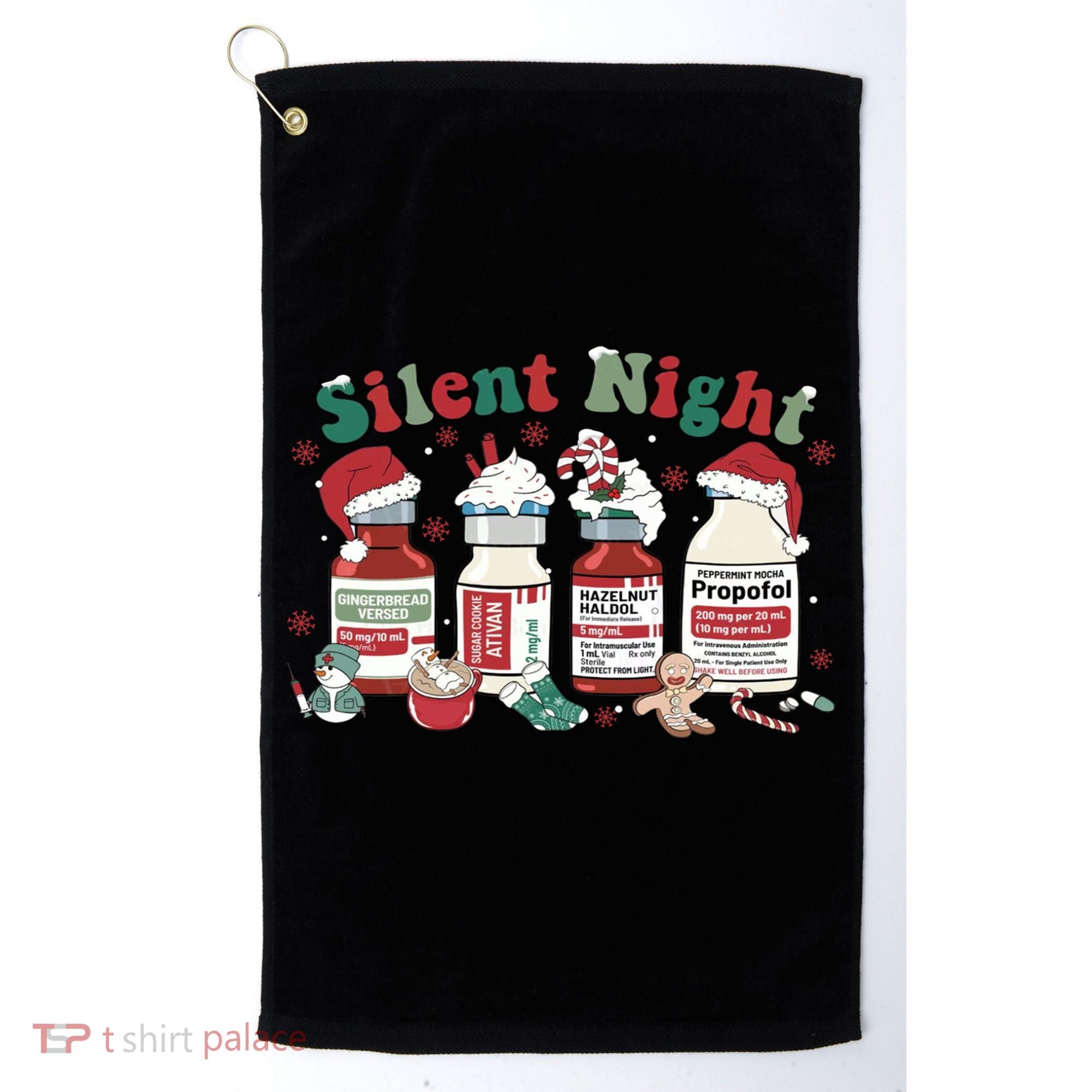 Funny Icu Nurse Christmas Silent Night Gift Golf Towel