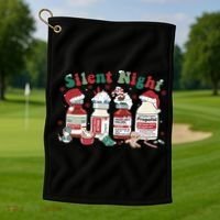 Funny Icu Nurse Christmas Silent Night Gift Golf Towel thumb 1