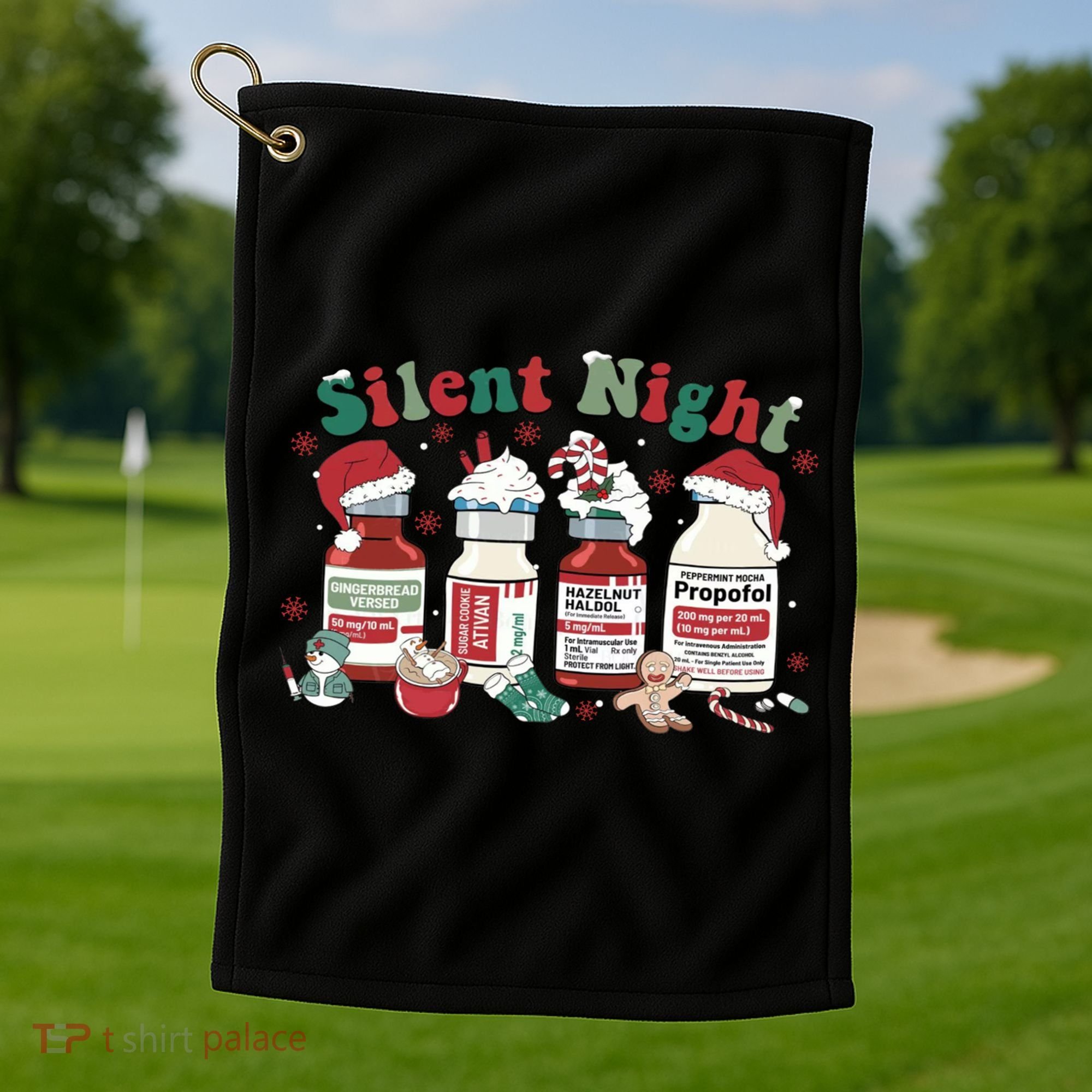 Funny Icu Nurse Christmas Silent Night Gift Golf Towel