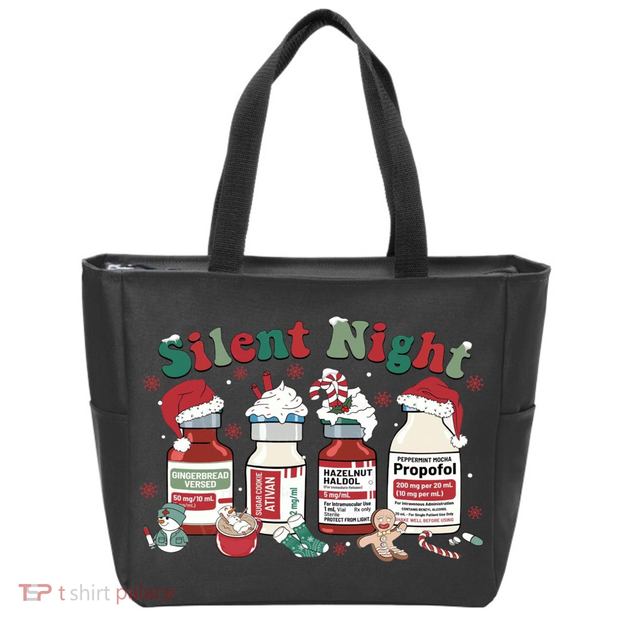 Funny Icu Nurse Christmas Silent Night Gift Tote Bag