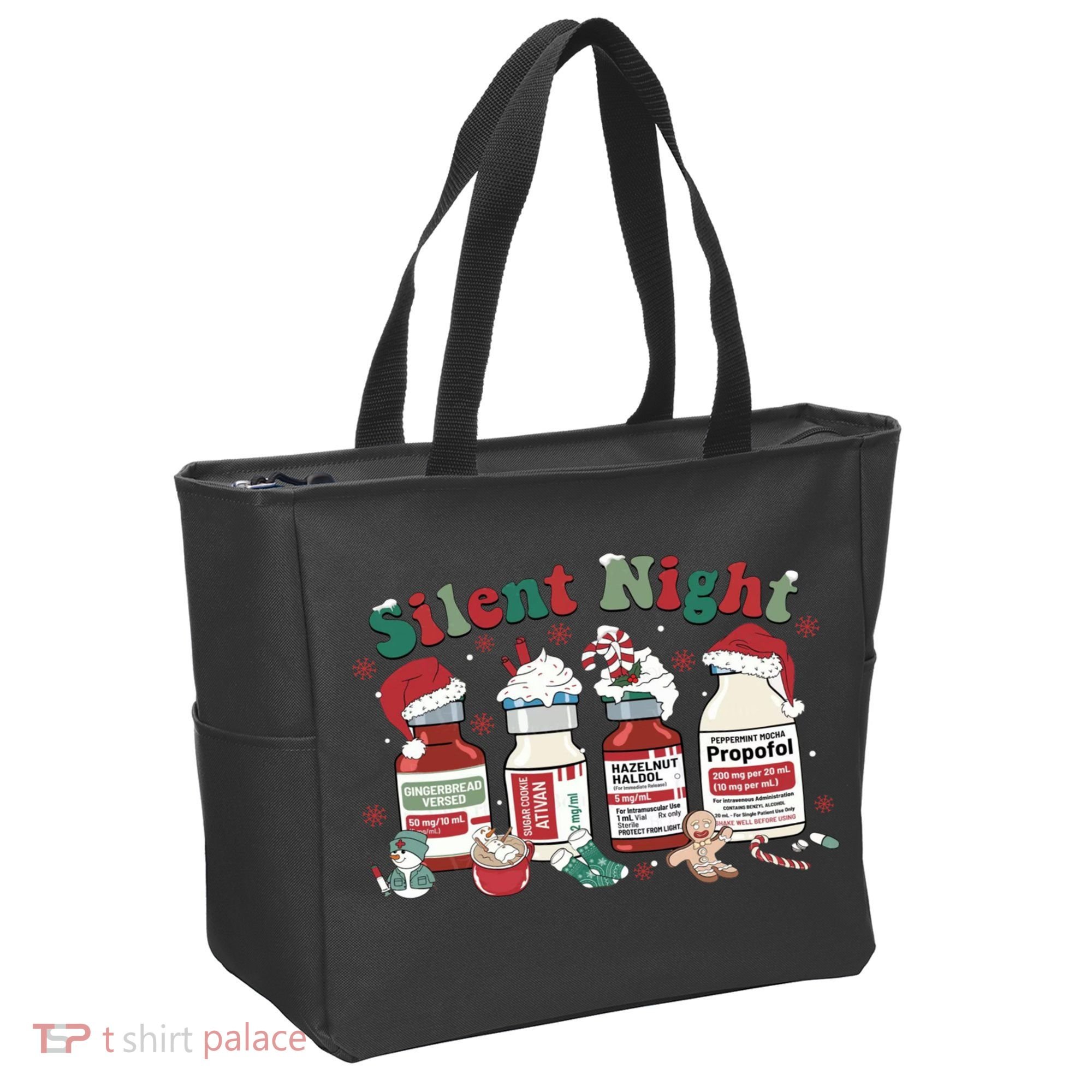 Funny Icu Nurse Christmas Silent Night Gift Tote Bag