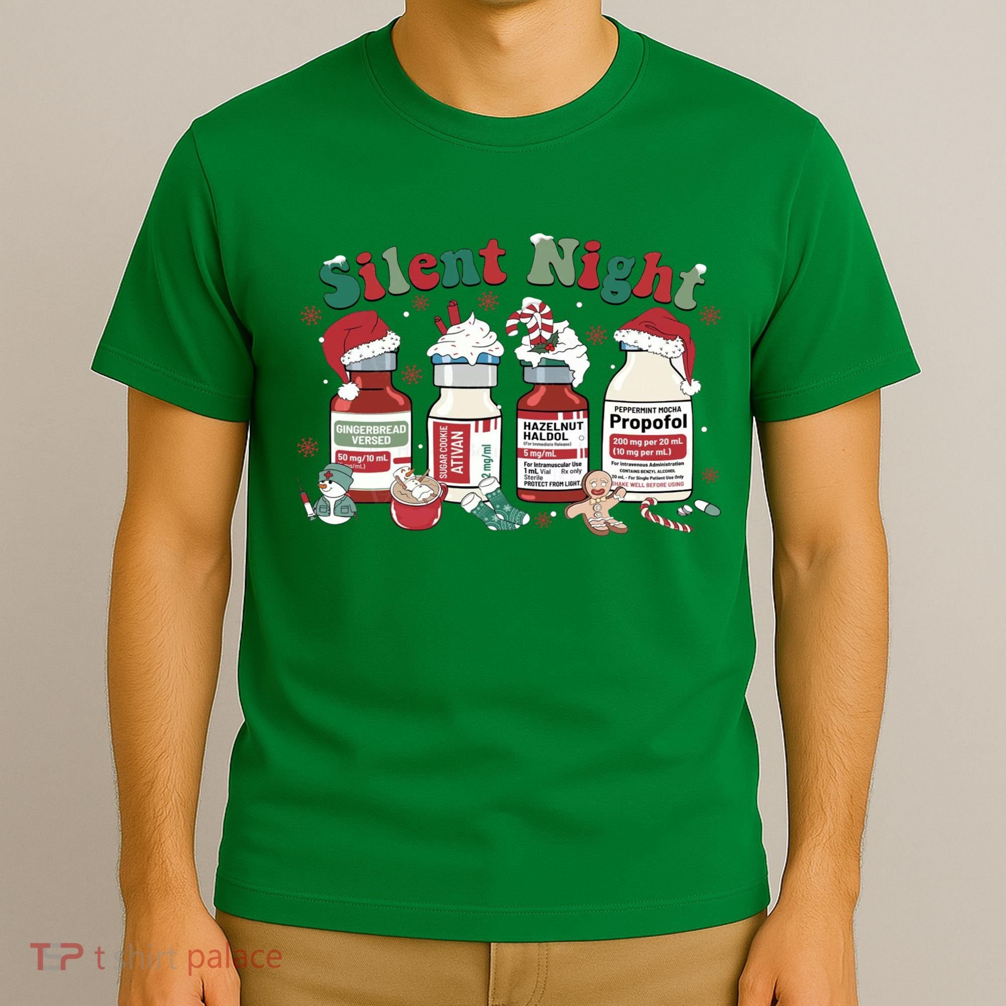 Funny Icu Nurse Christmas Silent Night Gift T-Shirt