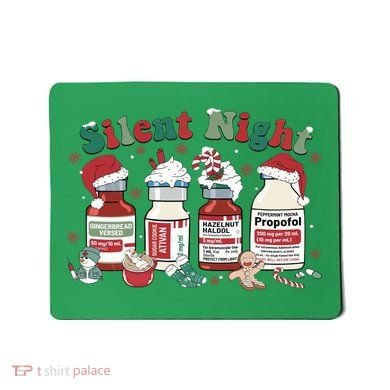 Funny Icu Nurse Christmas Silent Night Gift Mousepad
