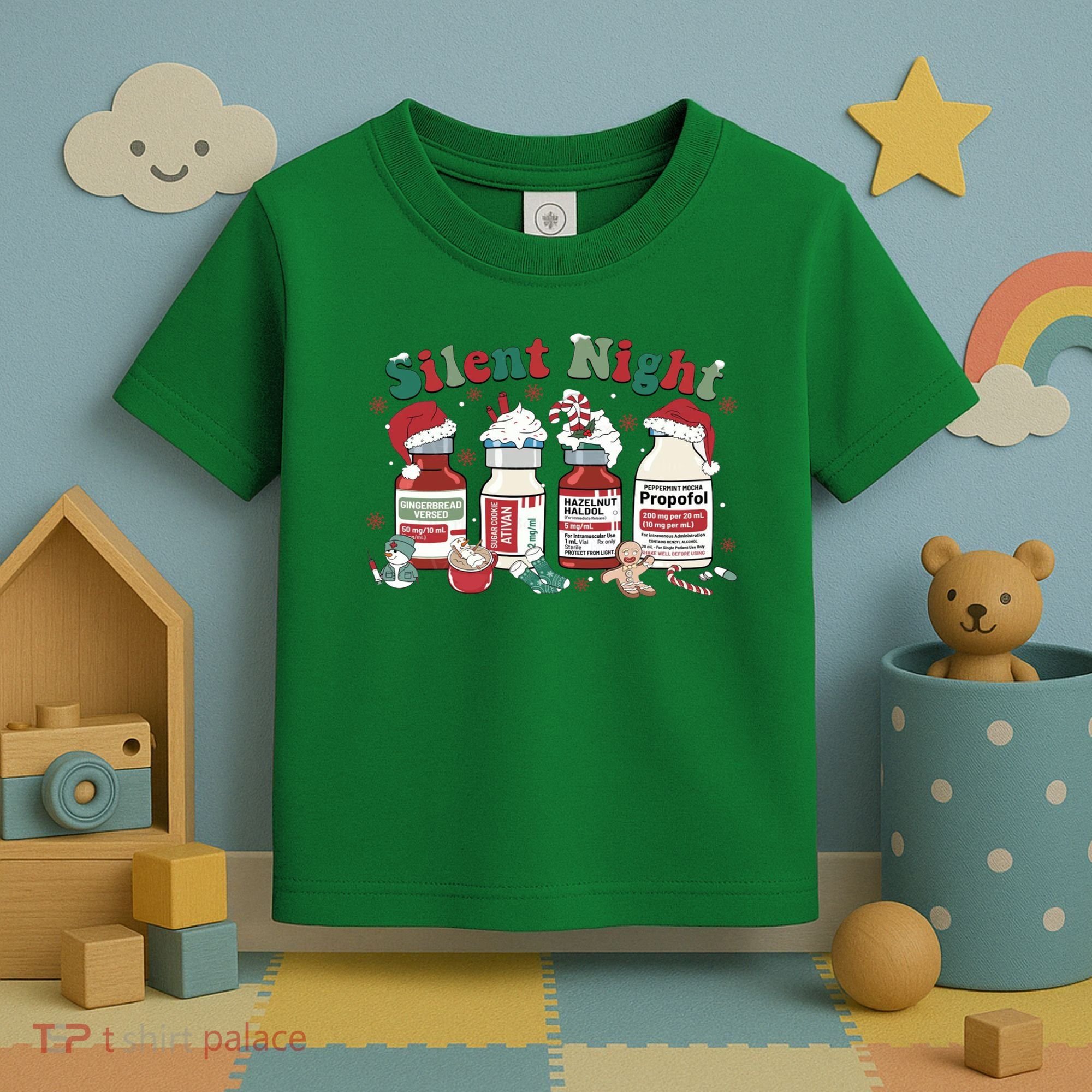 Funny Icu Nurse Christmas Silent Night Gift Toddler T-Shirt