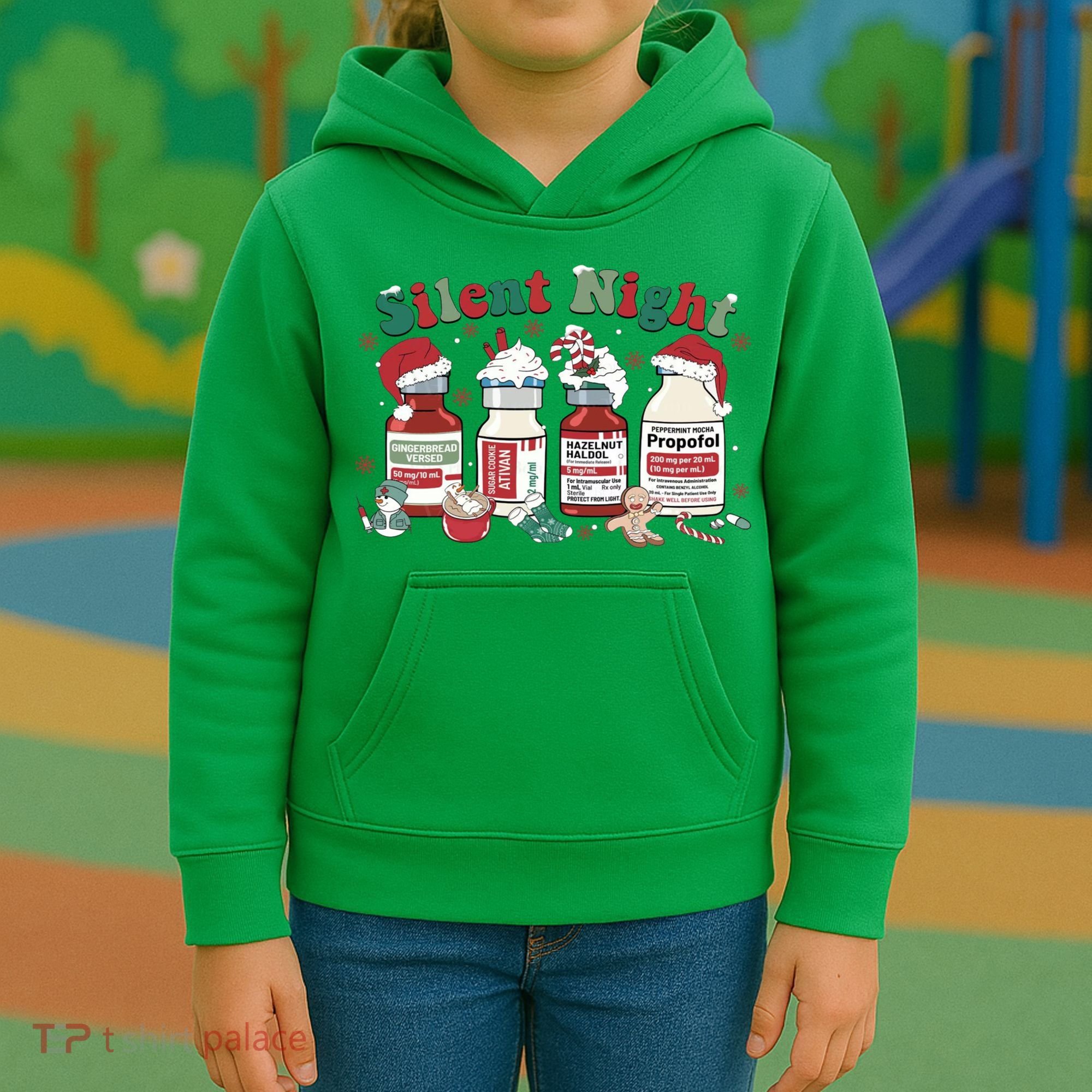 Funny Icu Nurse Christmas Silent Night Gift Kids Hoodie
