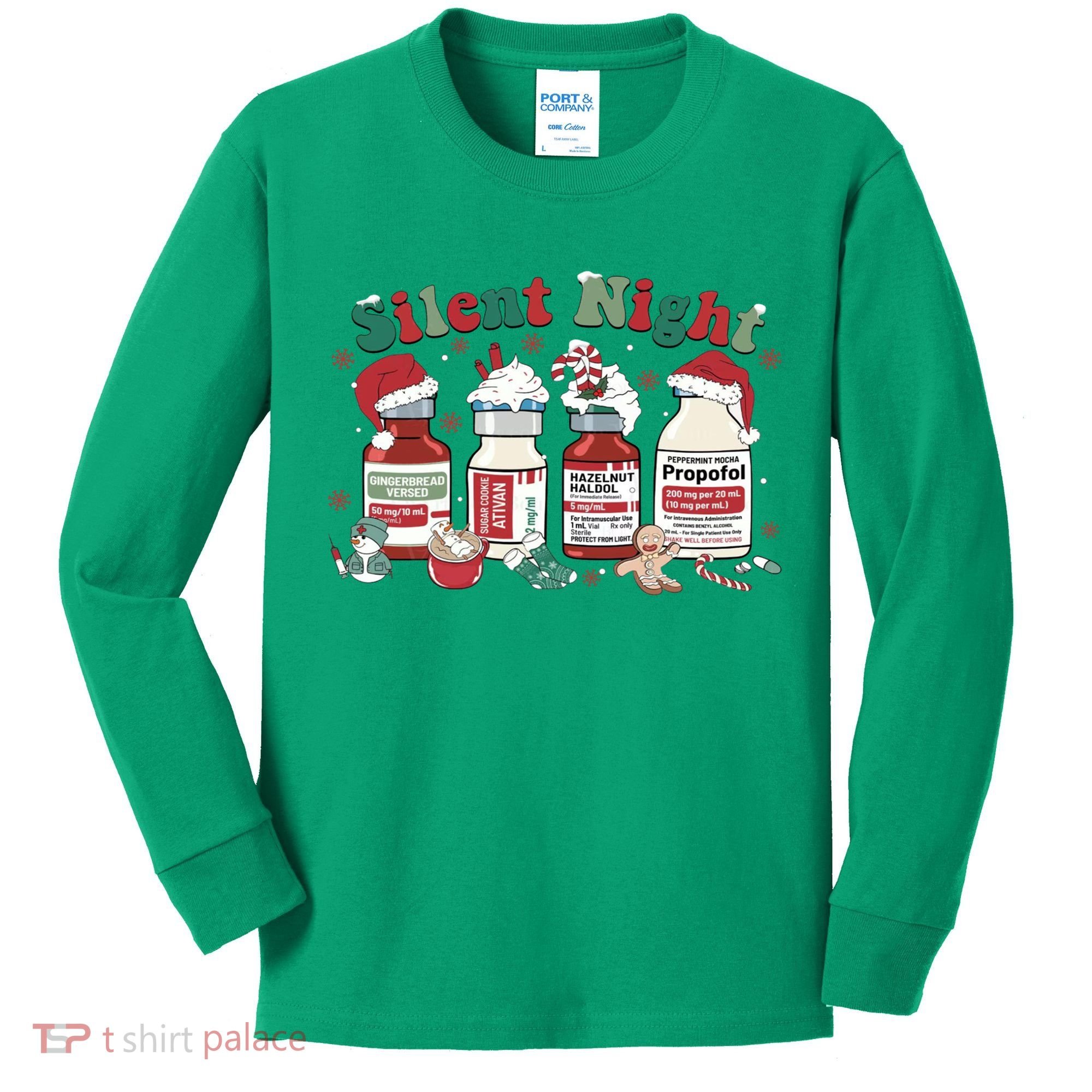 Funny Icu Nurse Christmas Silent Night Gift Kids Long Sleeve Shirt