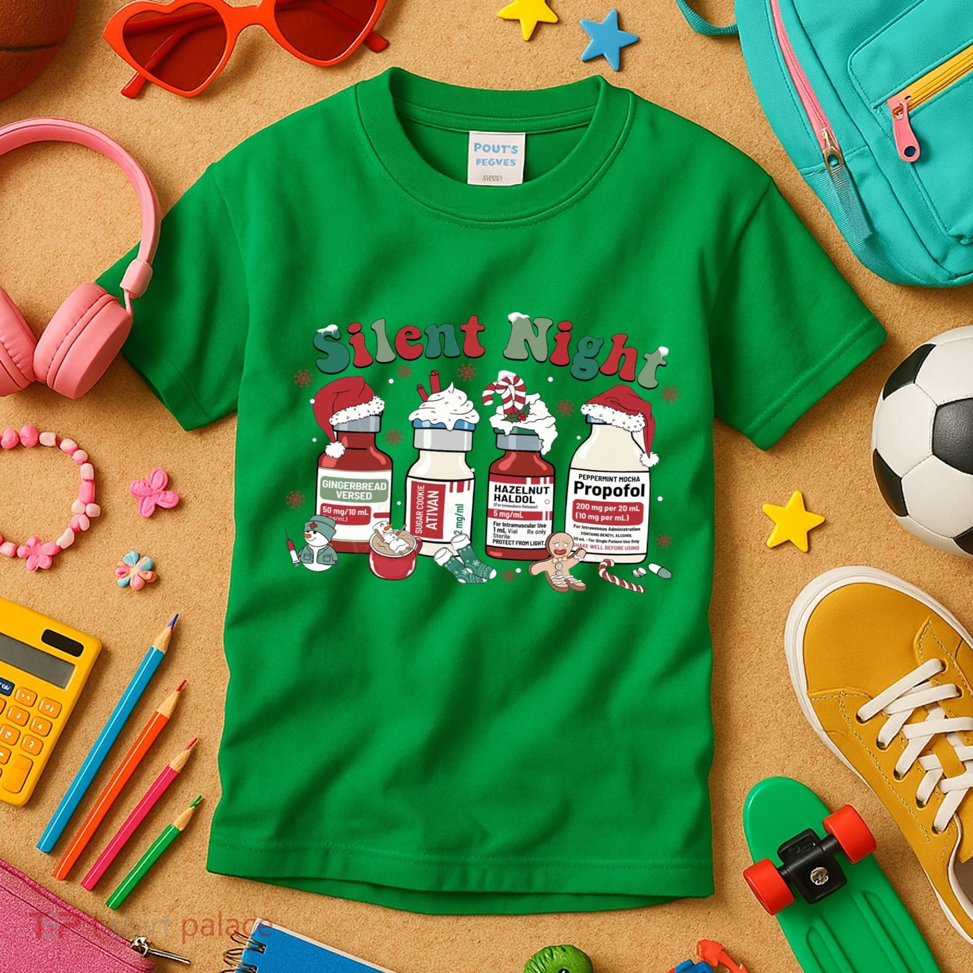 Funny Icu Nurse Christmas Silent Night Gift Kids T-Shirt