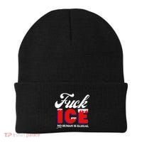 Fuck Ice No Human Is Illegal Beanie thumb 0