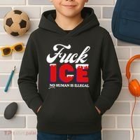 Fuck Ice No Human Is Illegal Kids Hoodie thumb 2