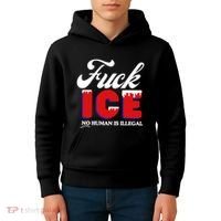 Fuck Ice No Human Is Illegal Kids Hoodie thumb 4