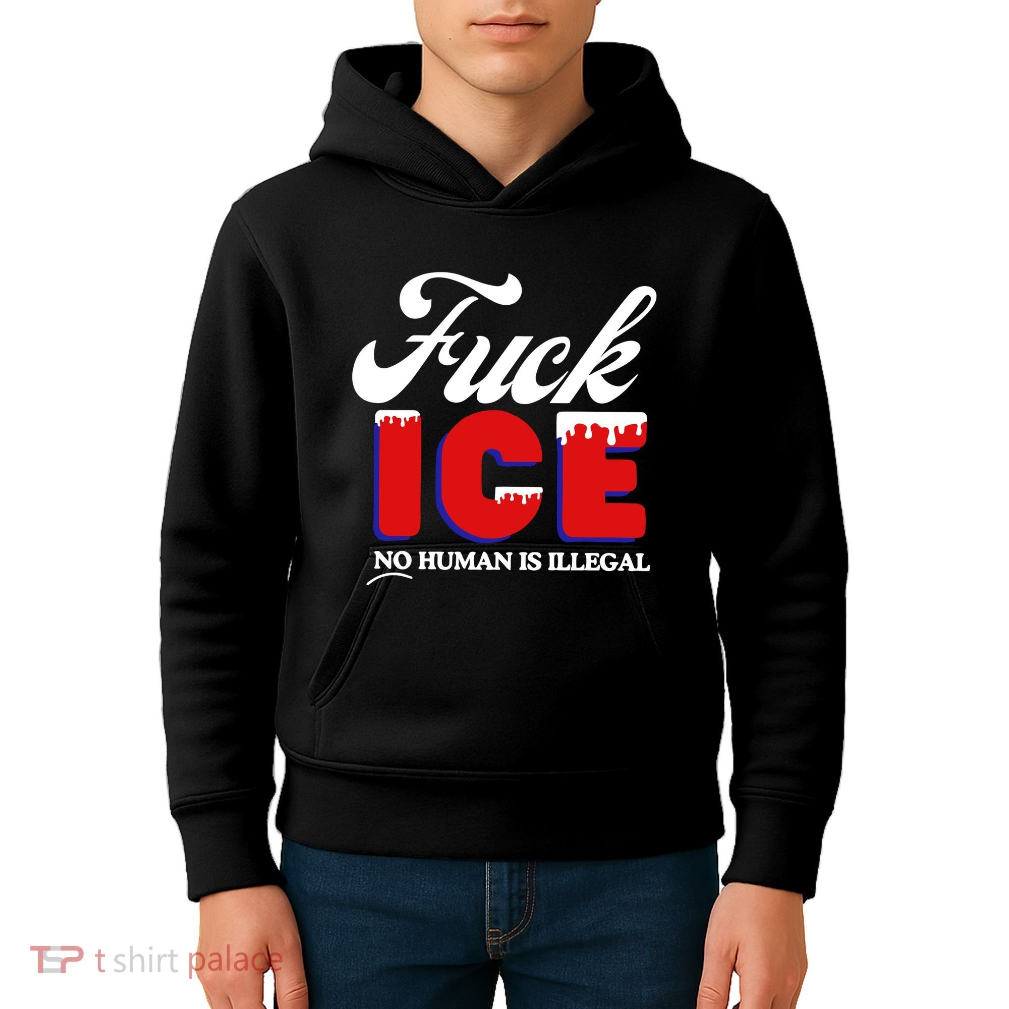 Fuck Ice No Human Is Illegal Kids Hoodie
