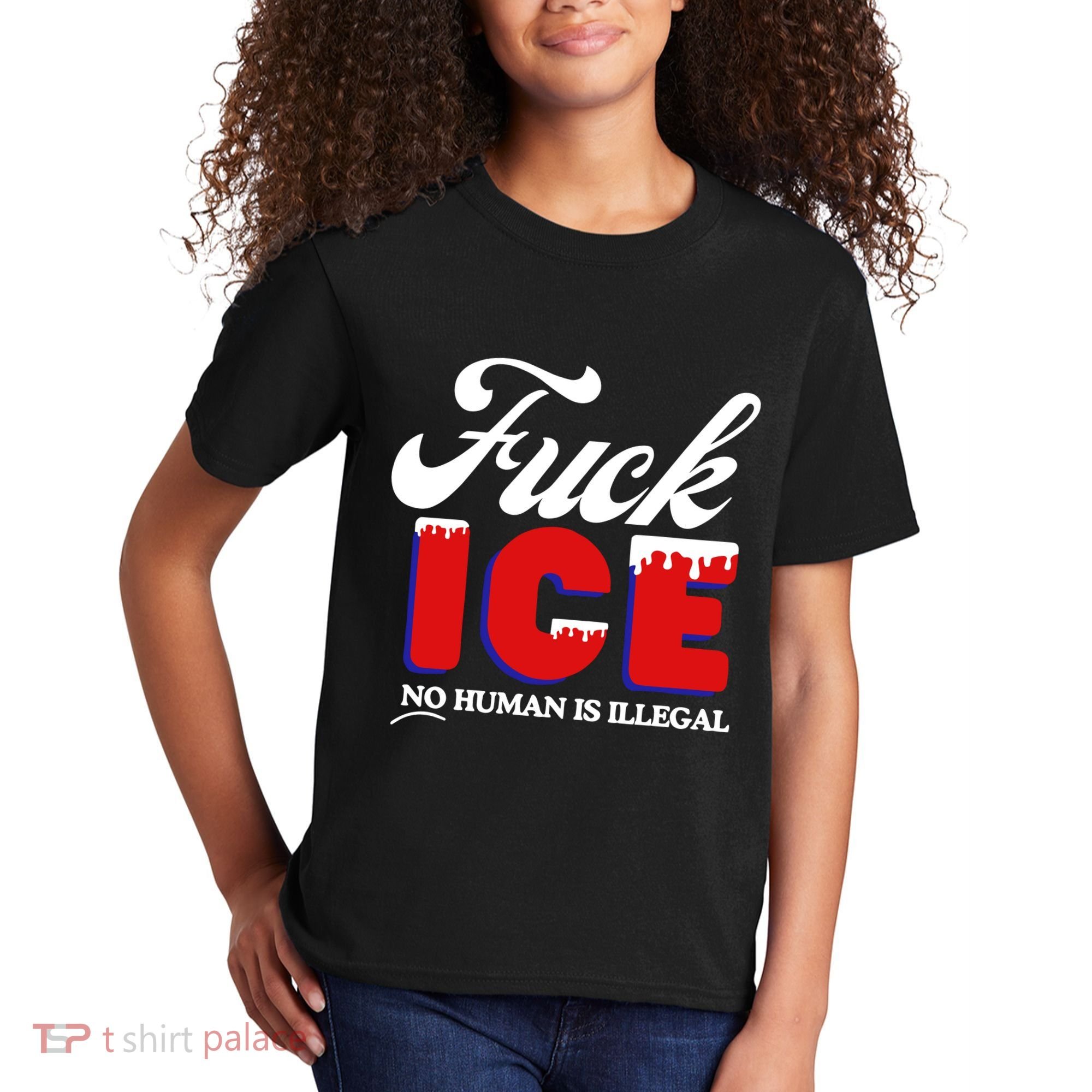 Fuck Ice No Human Is Illegal Kids T-Shirt