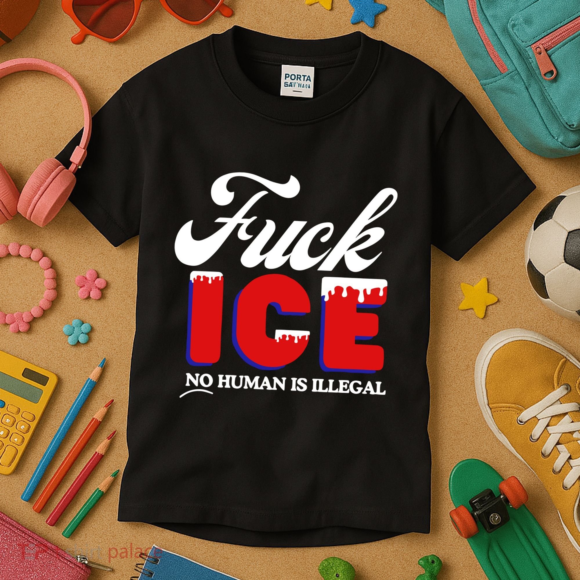 Fuck Ice No Human Is Illegal Kids T-Shirt