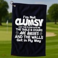 Funny I'm Not Clumsy Golf Towel thumb 1