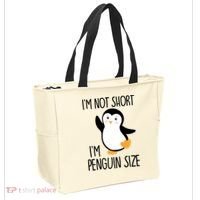 Funny IM Not Short IM Penguin Size Cute Penguin Gift Tote Bag thumb 2