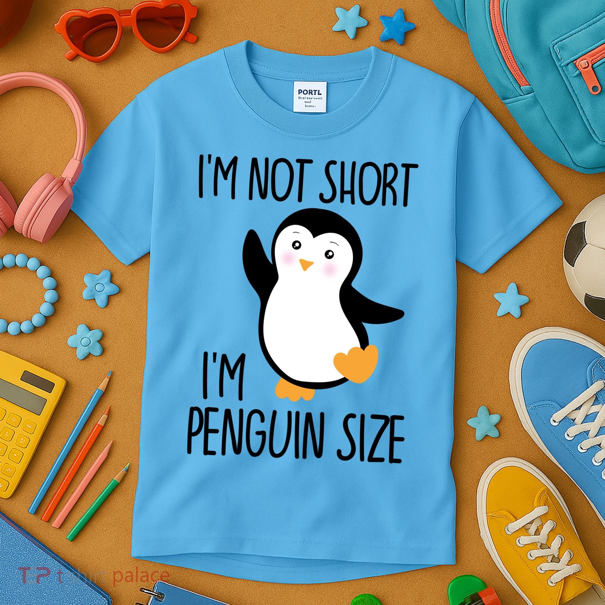 Funny IM Not Short IM Penguin Size Cute Penguin Gift Kids T-Shirt